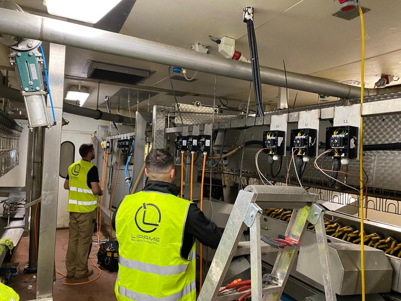 Lipame engineers working on the pluckers line