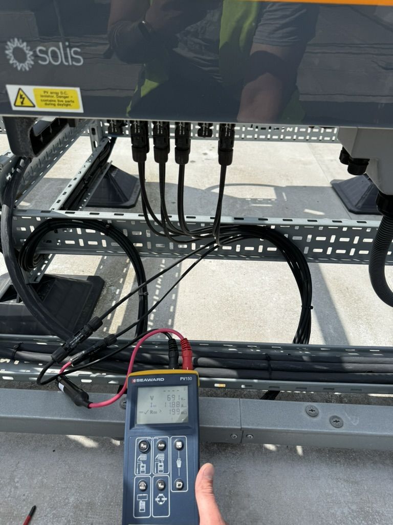 Seaward PV150 connected to DC strings under the inverter