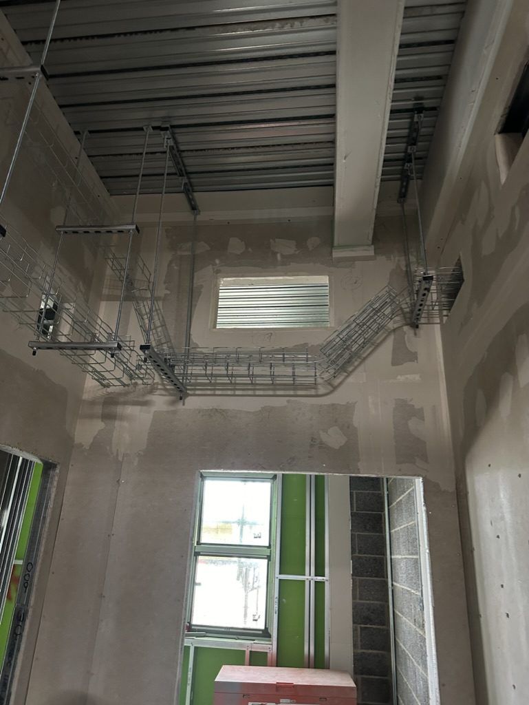 Tray and basket in a new building