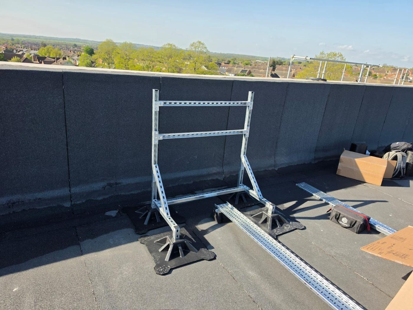 Strut stand for the inverters going up on the roof