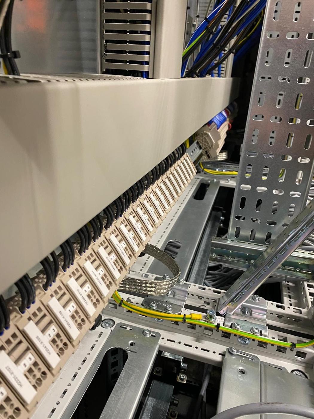 Close view of terminals with incoming cables