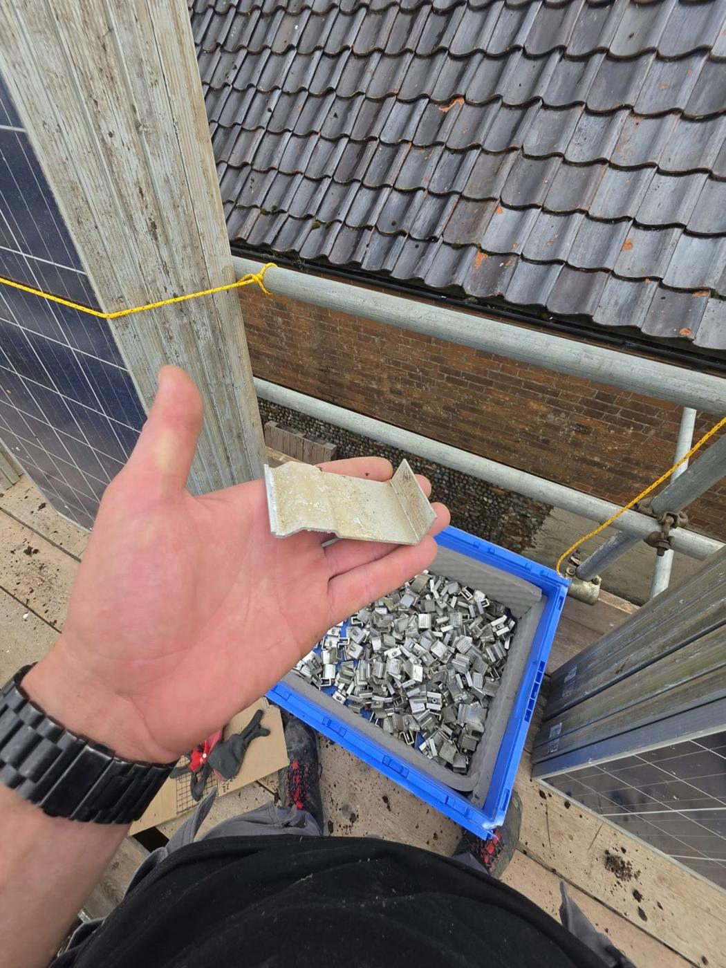 New clamps ready on the roof
