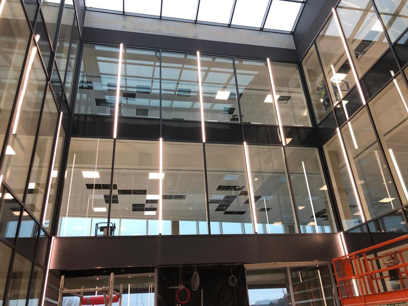 Atrium with linear lights on every floor