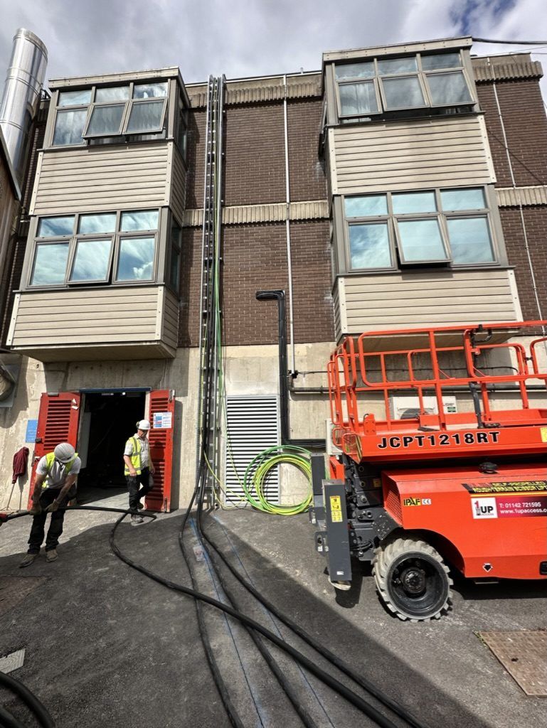 SWA cable drum on site with scissor lift