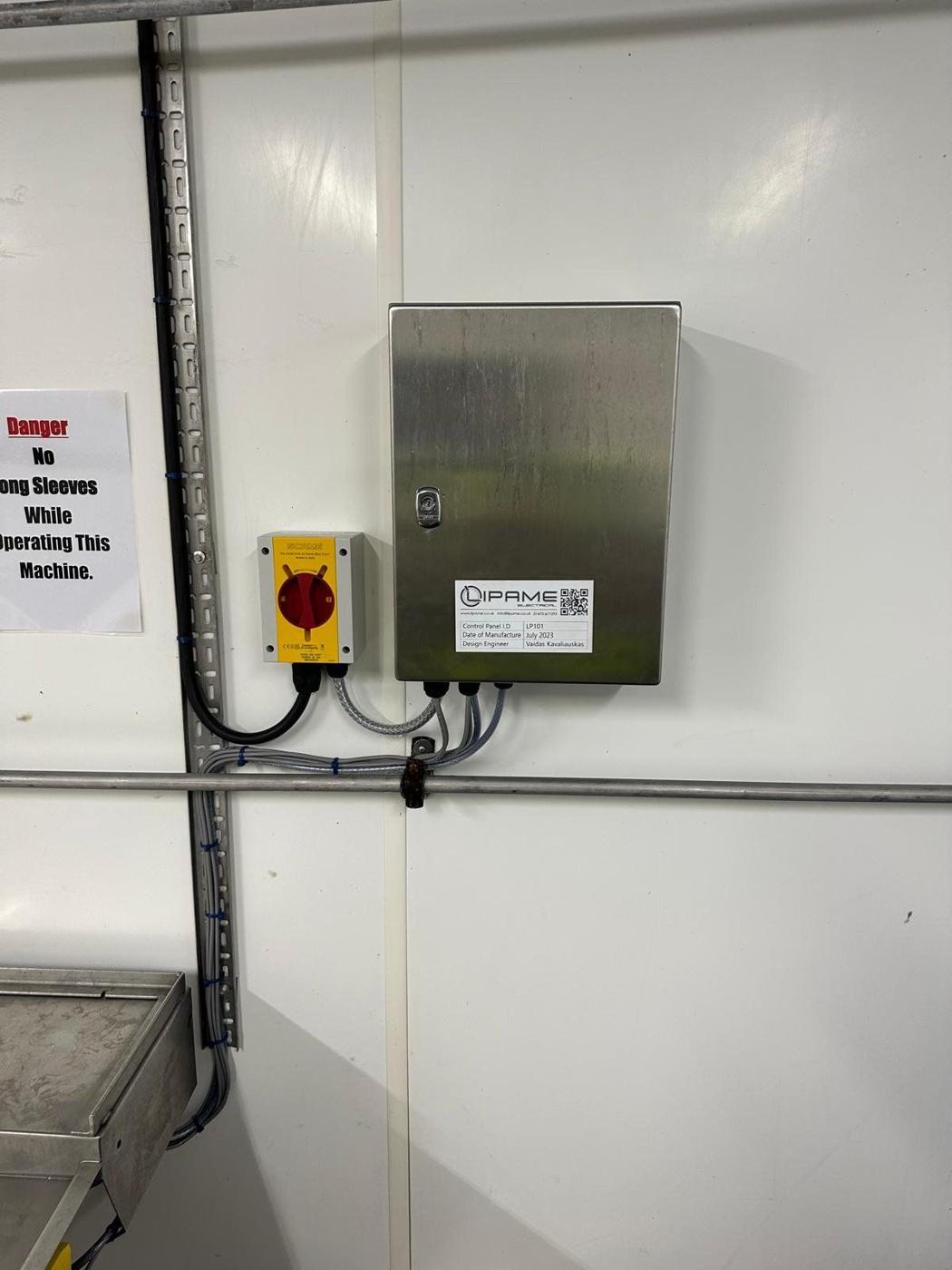 Stainless control box with engraved Lipame nameplate and isolator