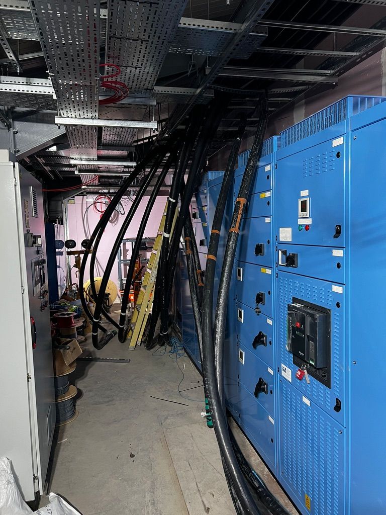 Large SWA cables pulled in to a new LV switchboard