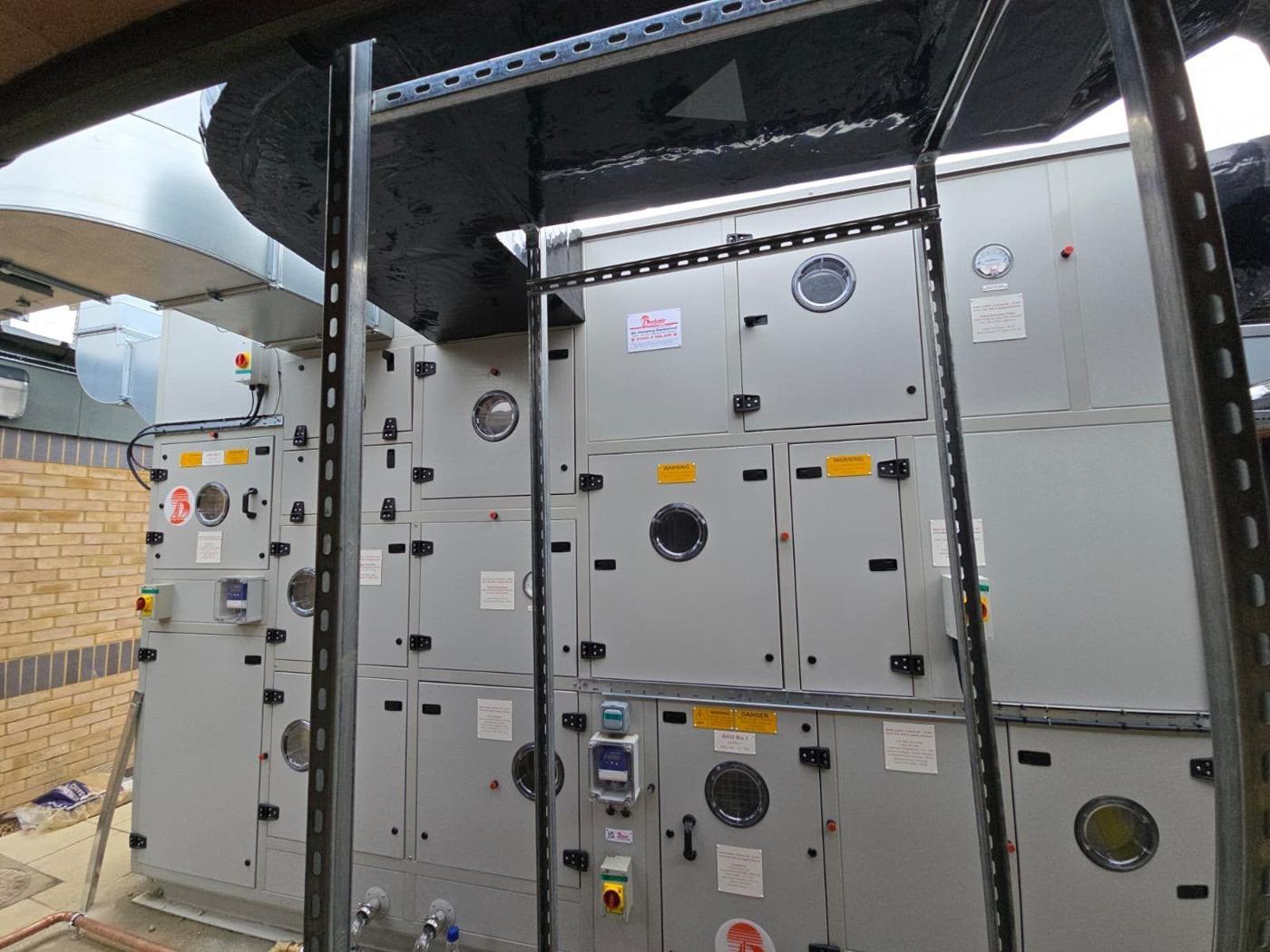 Air handling unit with control panels at Colchester Hospital