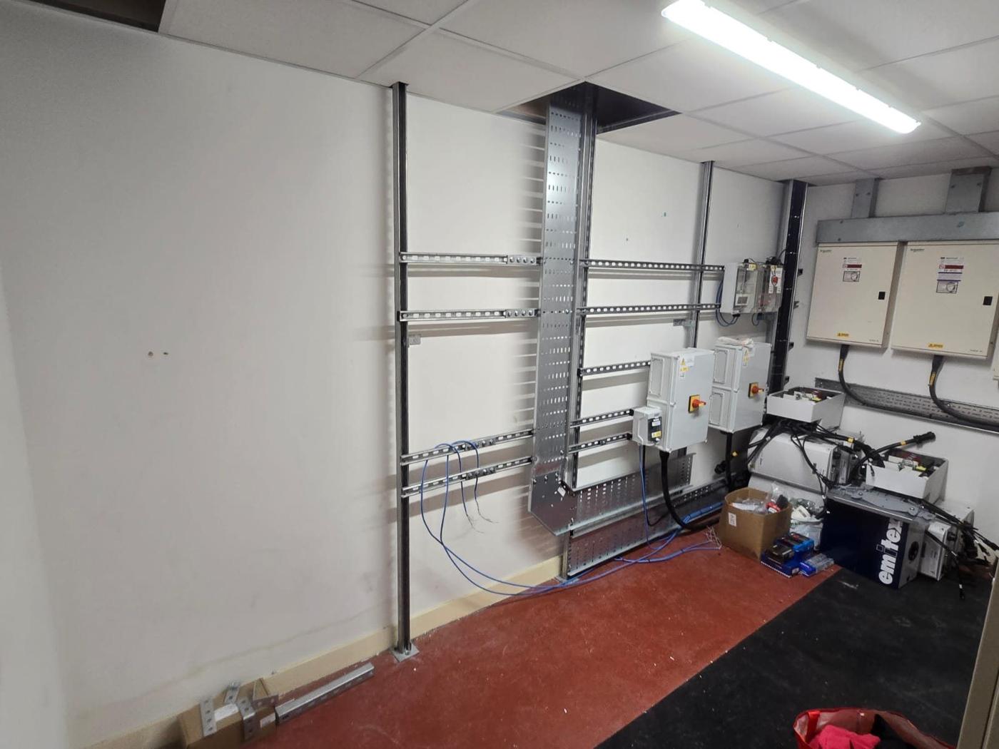 Tray and trunking in a plant room