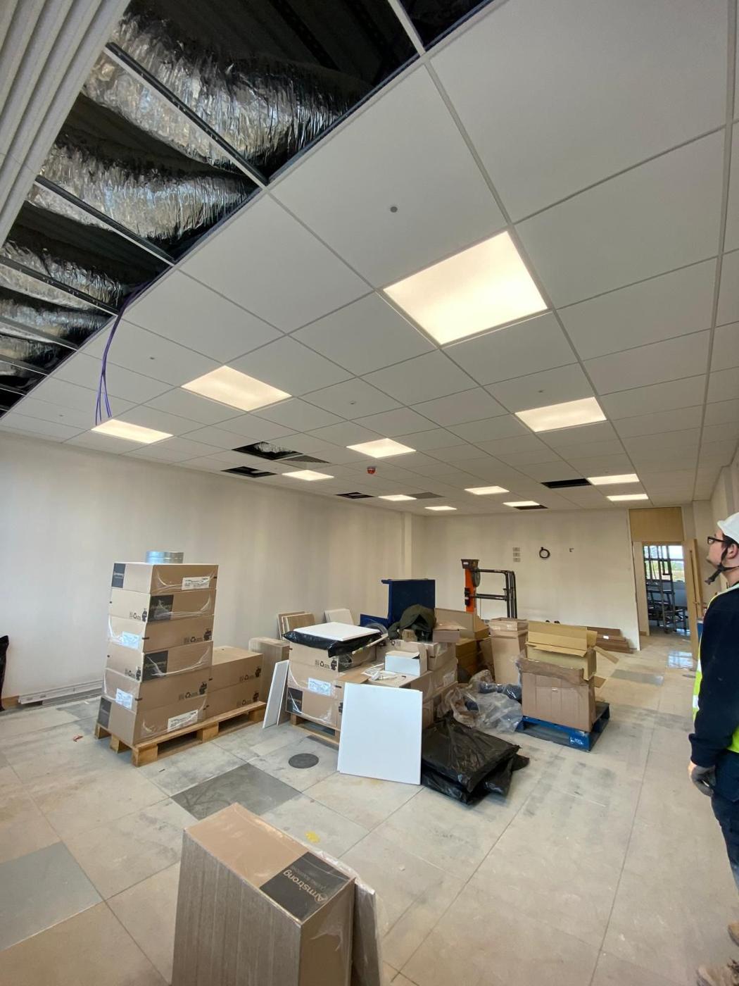 LED panels in a new office ceiling