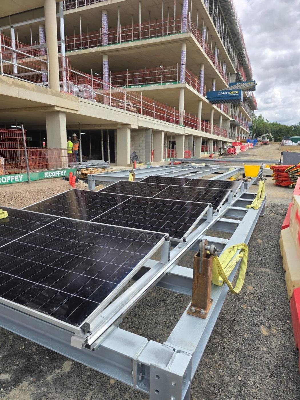 Rows of frames with the first panels fitted